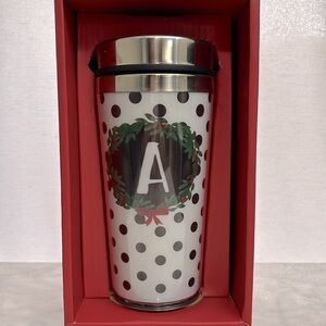 Chic Green and White Thermos with “A” Unique Design